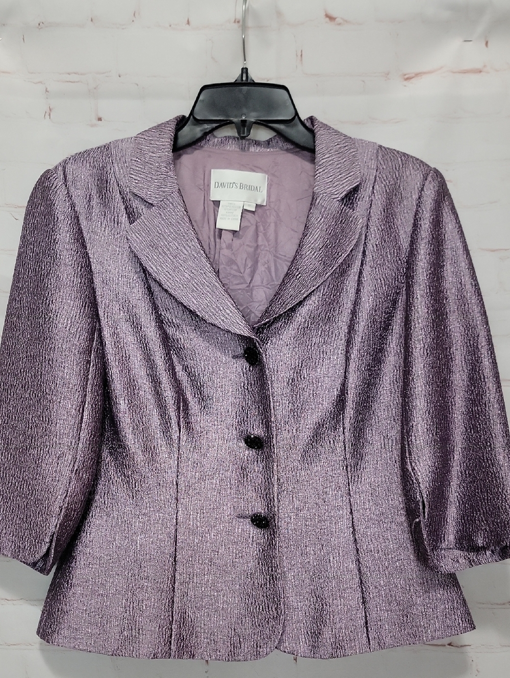 David's Bridal Lavender Metallic Blazer Jacket